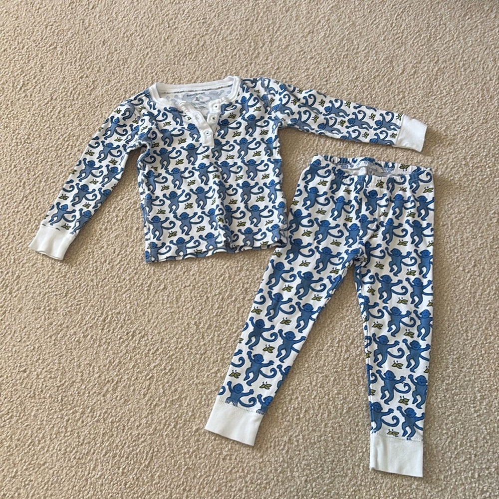 Roller Rabbit kids pajamas size 2 years in blue monkey